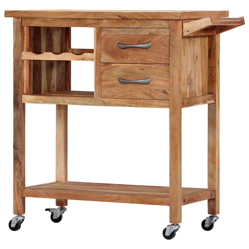 vidaXL Kitchen Trolley 80x45x91 cm Solid Wood Acacia