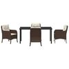 vidaXL Garden Dining Set with Cushion 5 pcs Brown Poly Rattan