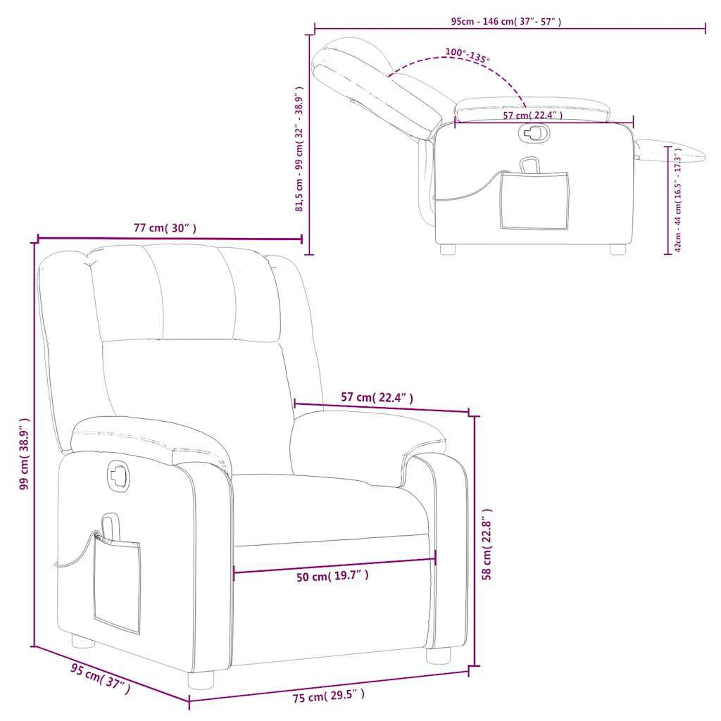 vidaXL Massage Recliner Chair Dark Green Fabric