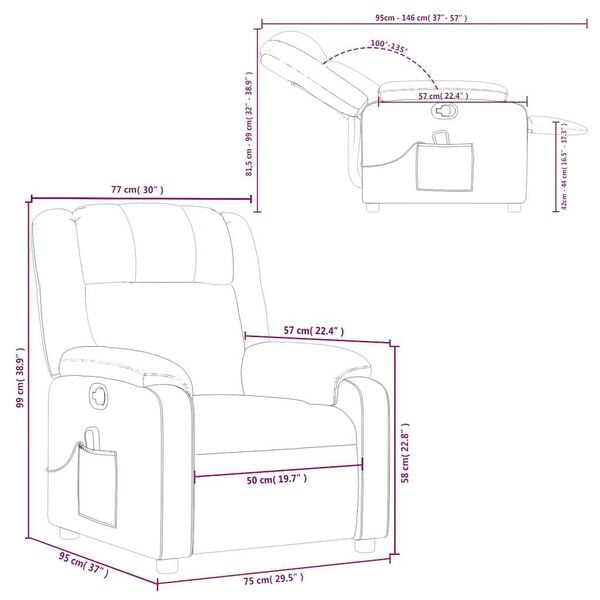 vidaXL Massage Recliner Chair Dark Green Fabric