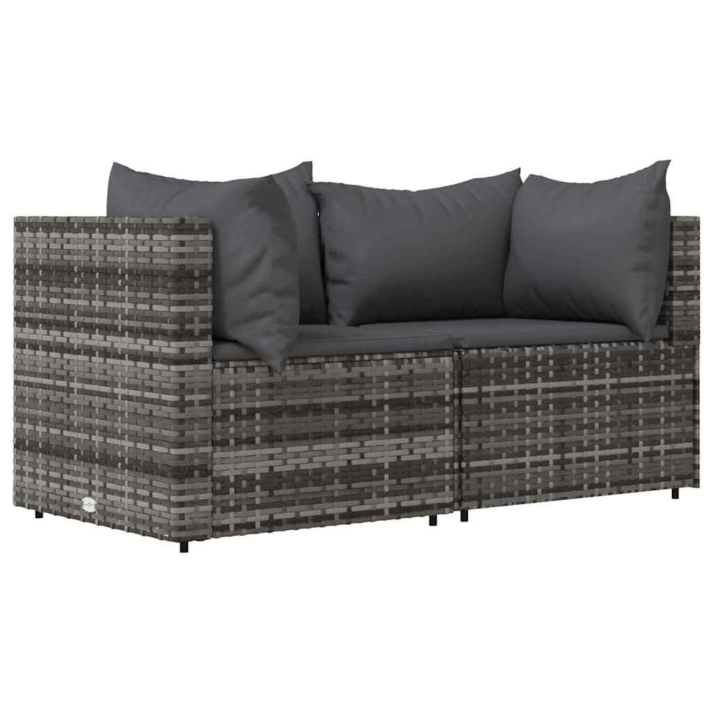vidaXL 3 Piece Garden Lounge Set with Cushions Grey Poly Rattan