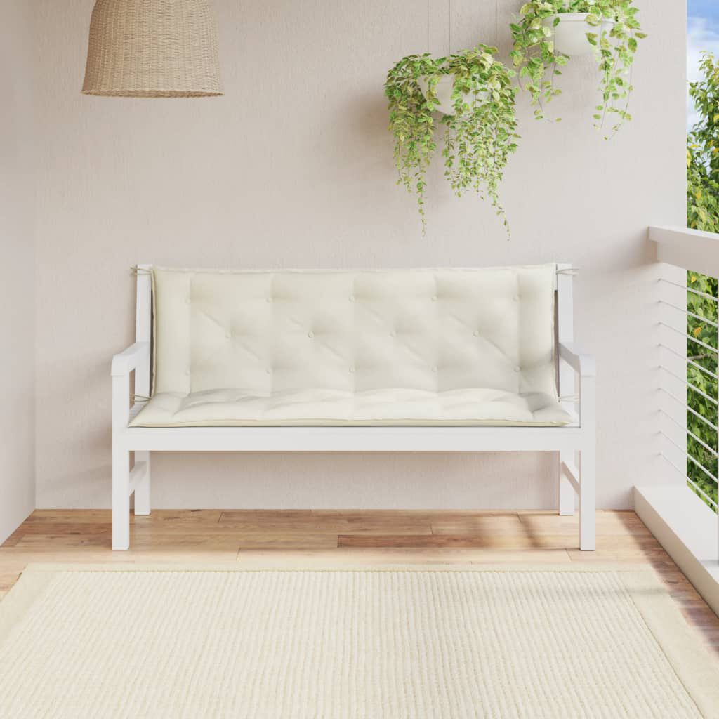 vidaXL Garden Bench Cushions 2 pcs Melange Cream 150x50x7 cm Fabric