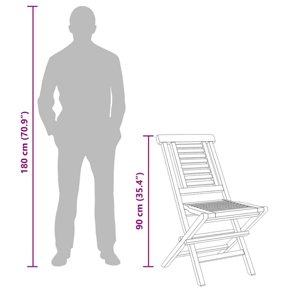 vidaXL Folding Garden Chairs 2 pcs 47x63x90 cm Solid Wood Teak
