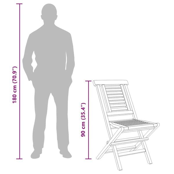 vidaXL Folding Garden Chairs 2 pcs 47x63x90 cm Solid Wood Teak