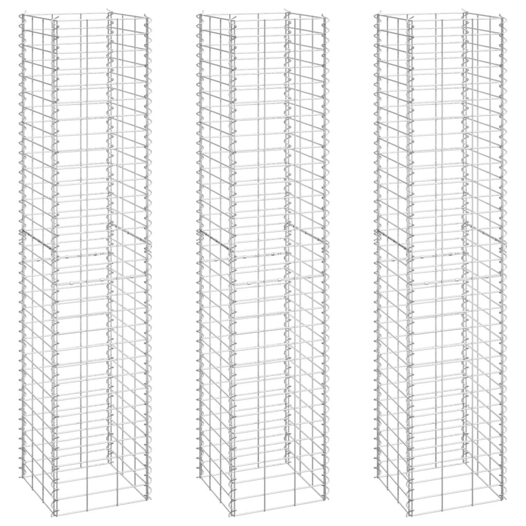 vidaXL Gabion Raised Beds 3 pcs 30x30x150 cm Iron