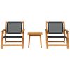 vidaXL Garden Chairs with Table 3 pcs Black Solid Acacia Wood