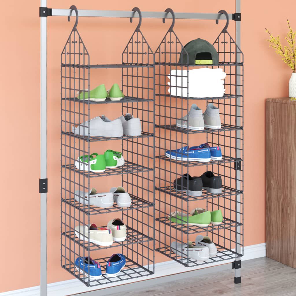 vidaXL Hanging Closet Organiser with 7 Shelves 2 pcs