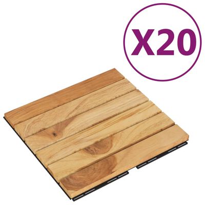 vidaXL Decking Tiles 20 pcs 30x30 cm Solid Wood Teak Vertical Pattern