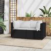 vidaXL Garden Corner Sofas with Cushions 2 pcs Black Poly Rattan