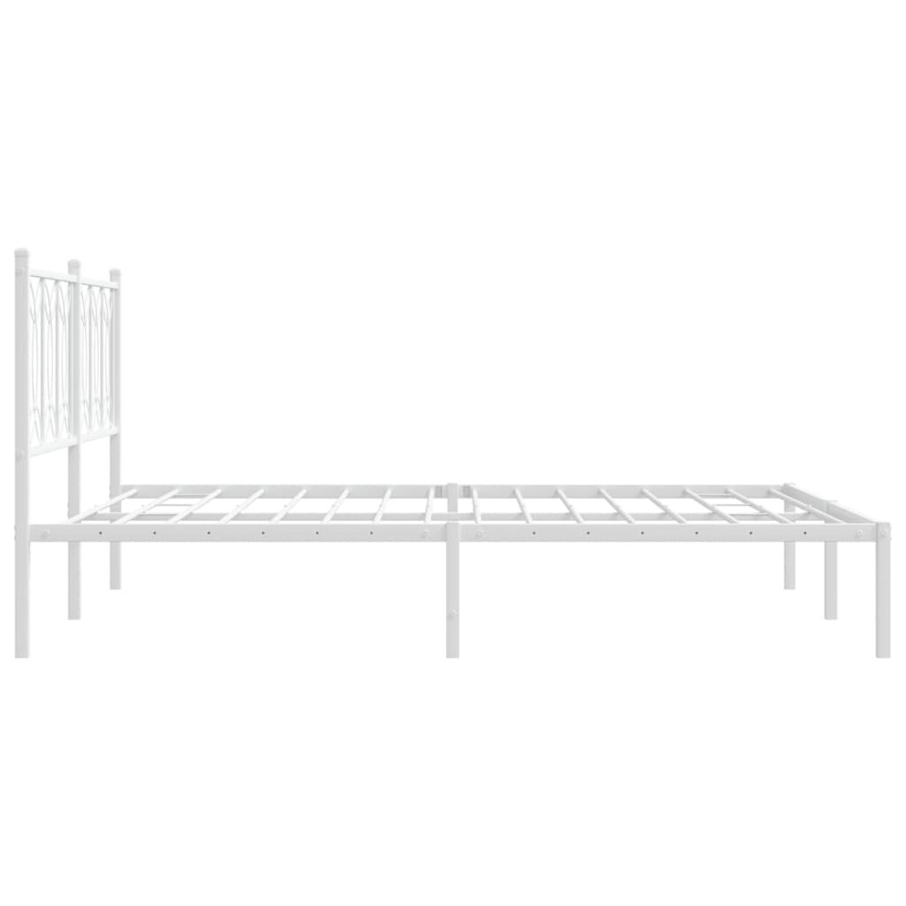 vidaXL Metal Bed Frame without Mattress with Headboard White 150x200cm