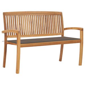 vidaXL Stacking Garden Bench with Cushion 128.5 cm Solid Teak Wood
