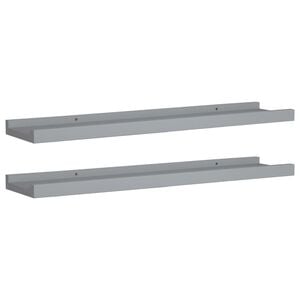 vidaXL Picture Frame Ledge Shelves 2 pcs Grey 60x9x3 cm MDF