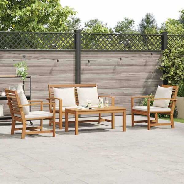 Garden Sofa Set 4 pcs Natural Solid teak wood