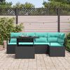 vidaXL Garden Sofa Set with Storage 6 pcs Black Poly rattan