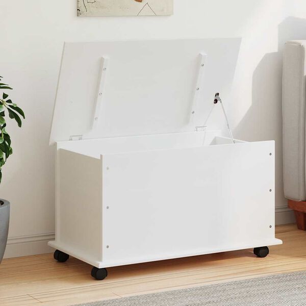 vidaXL Storage Chest with Wheels ALTA White 73x39.5x43 cm Solid Wood Pine