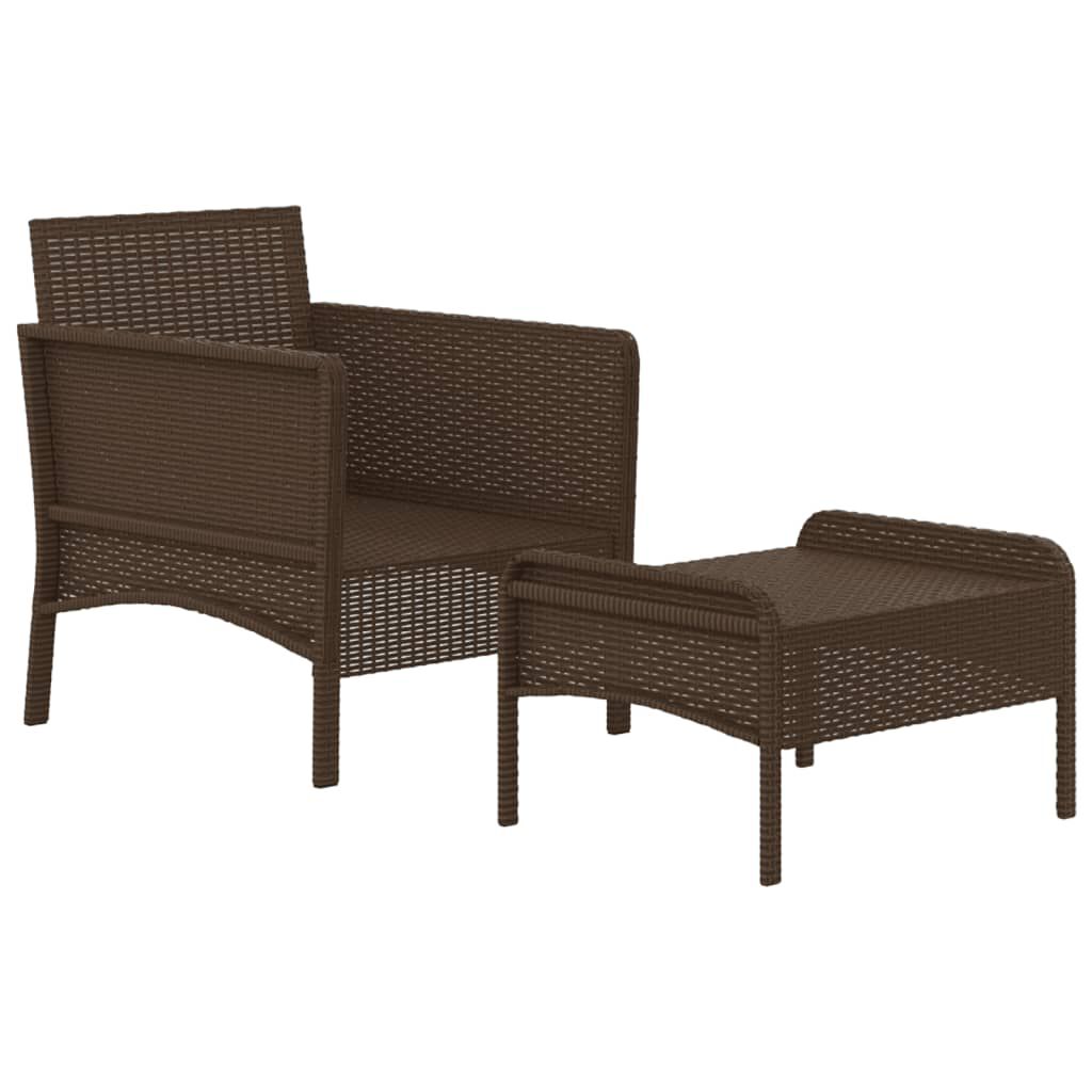 vidaXL 2 Piece Garden Lounge Set with Cushions Brown Poly Rattan