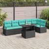 vidaXL Garden Sofa Set with Storage 7 pcs Black Poly rattan