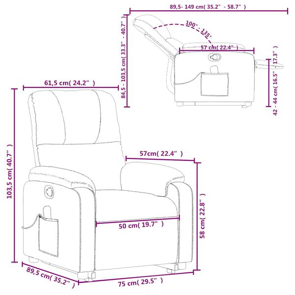 vidaXL Stand up Massage Recliner Chair Dark Grey Microfibre Fabric
