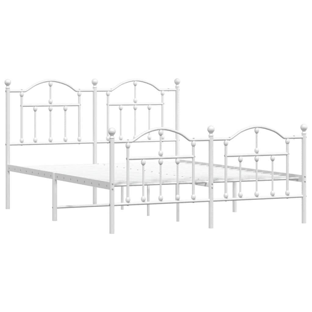 vidaXL Metal Bed Frame without Mattress with Footboard White 150x200cm