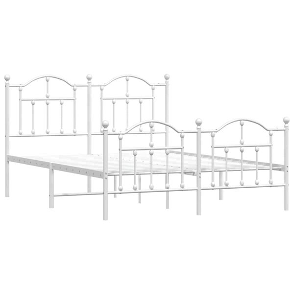 vidaXL Metal Bed Frame without Mattress with Footboard White 150x200cm