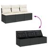 vidaXL Garden Sofa with Cushions 3-Seater Black Poly Rattan