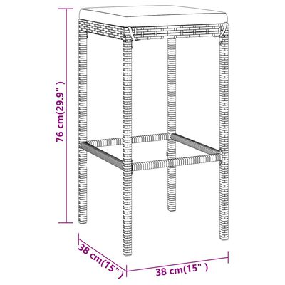 vidaXL 7 Piece Garden Bar Set with Cushions Grey Poly Rattan