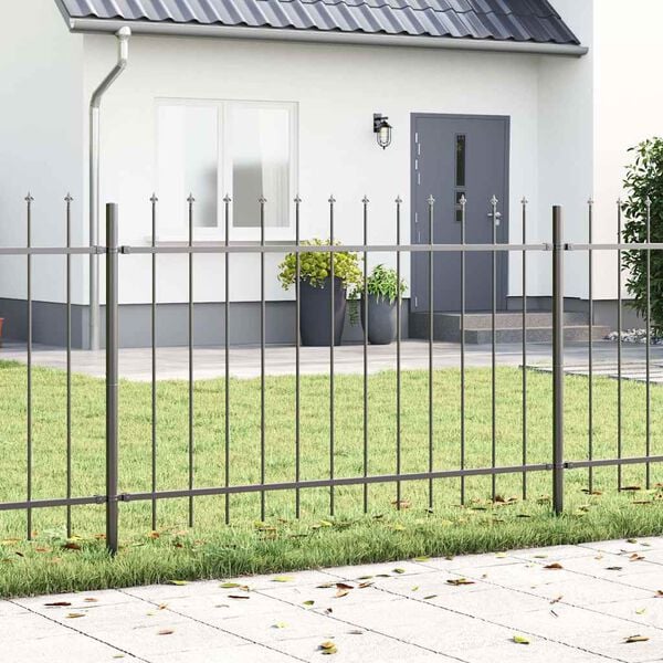 vidaXL Garden Fence 2 pcs Grey 3.4 x 0.8 m Powder-coated Steel
