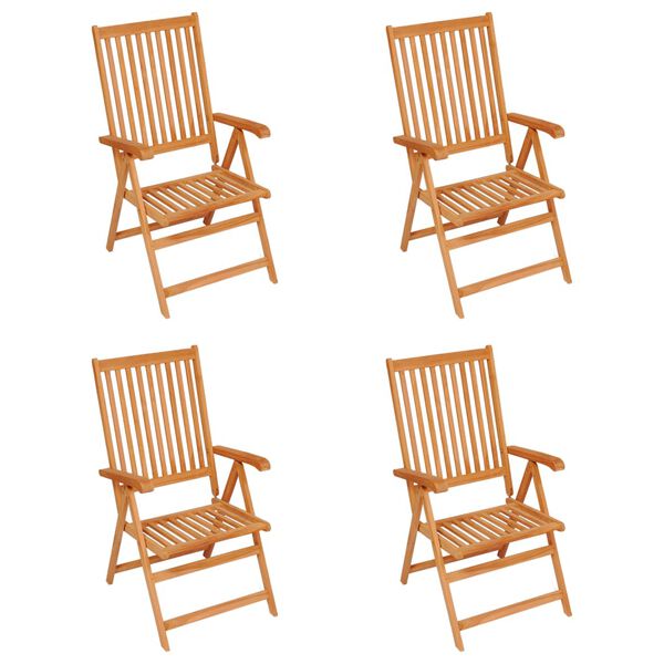 vidaXL Garden Chairs 4 pcs with Anthracite Cushions Solid Teak Wood