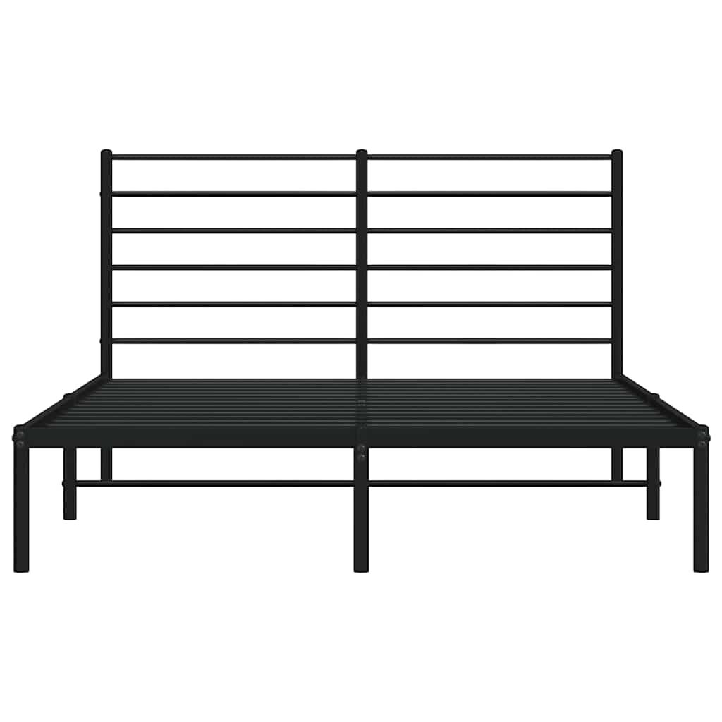 vidaXL Metal Bed Frame without Mattress with Headboard Black 150x200cm