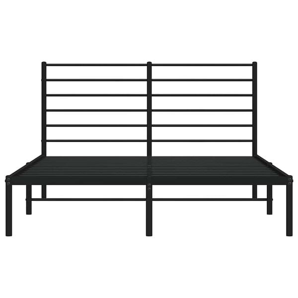 vidaXL Metal Bed Frame without Mattress with Headboard Black 150x200cm