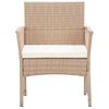 vidaXL 4 Piece Garden Lounge Set with Cushion Poly Rattan Beige