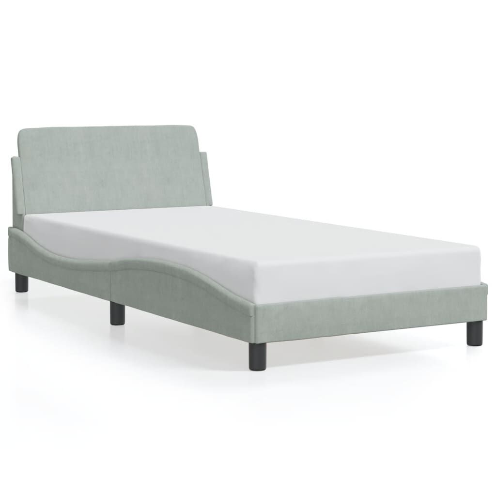 vidaXL Bed Frame without Mattress Light Grey 100x203 cm Velvet