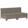 vidaXL 2-Seater Garden Sofa with Cushions Grey Poly Rattan