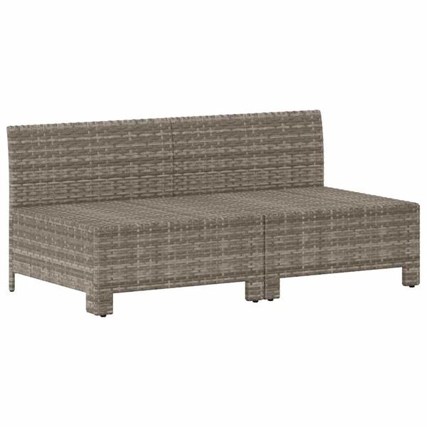 vidaXL 2-Seater Garden Sofa with Cushions Grey Poly Rattan