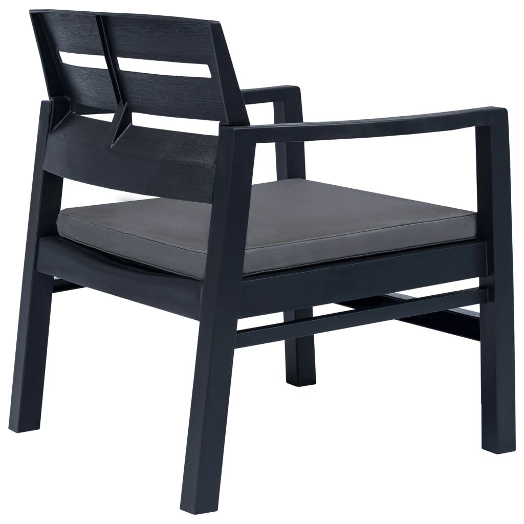 vidaXL 3 Piece Garden Lounge Set Plastic Anthracite