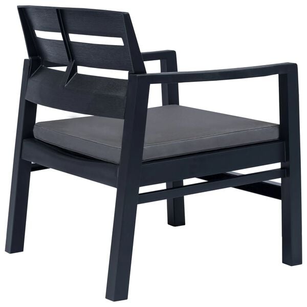 vidaXL 3 Piece Garden Lounge Set Plastic Anthracite
