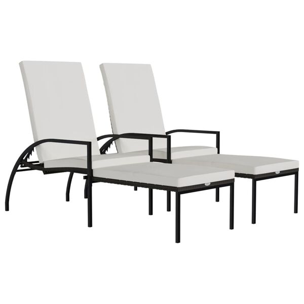vidaXL Sun Loungers 2 pcs with Footrest PE Rattan Brown