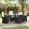 vidaXL Garden Dining Set with Cushion 5 pcs Black Poly Rattan