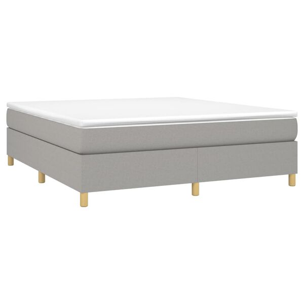 vidaXL Bed Frame without Mattress Light Grey King Fabric (US Only)