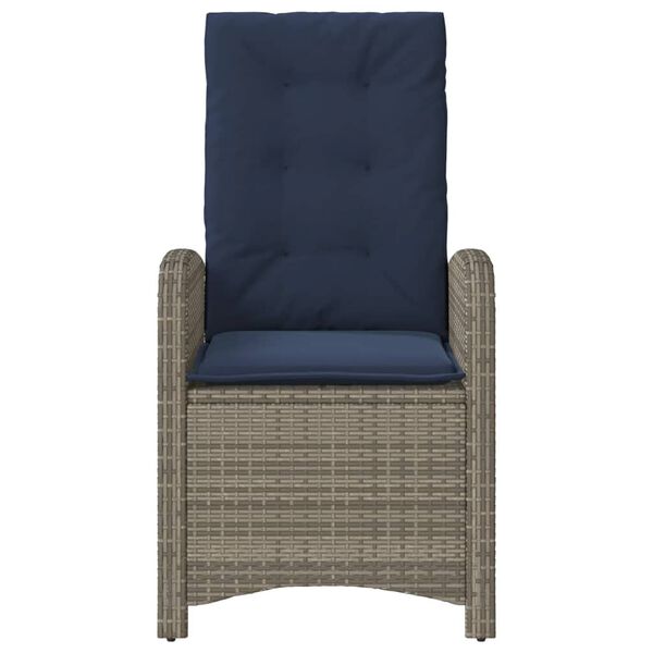 vidaXL 3 Piece Bistro Set with Cushions Grey Poly Rattan