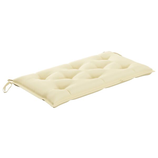 vidaXL Garden Bench with Cream White Cushion 112 cm Solid Teak Wood