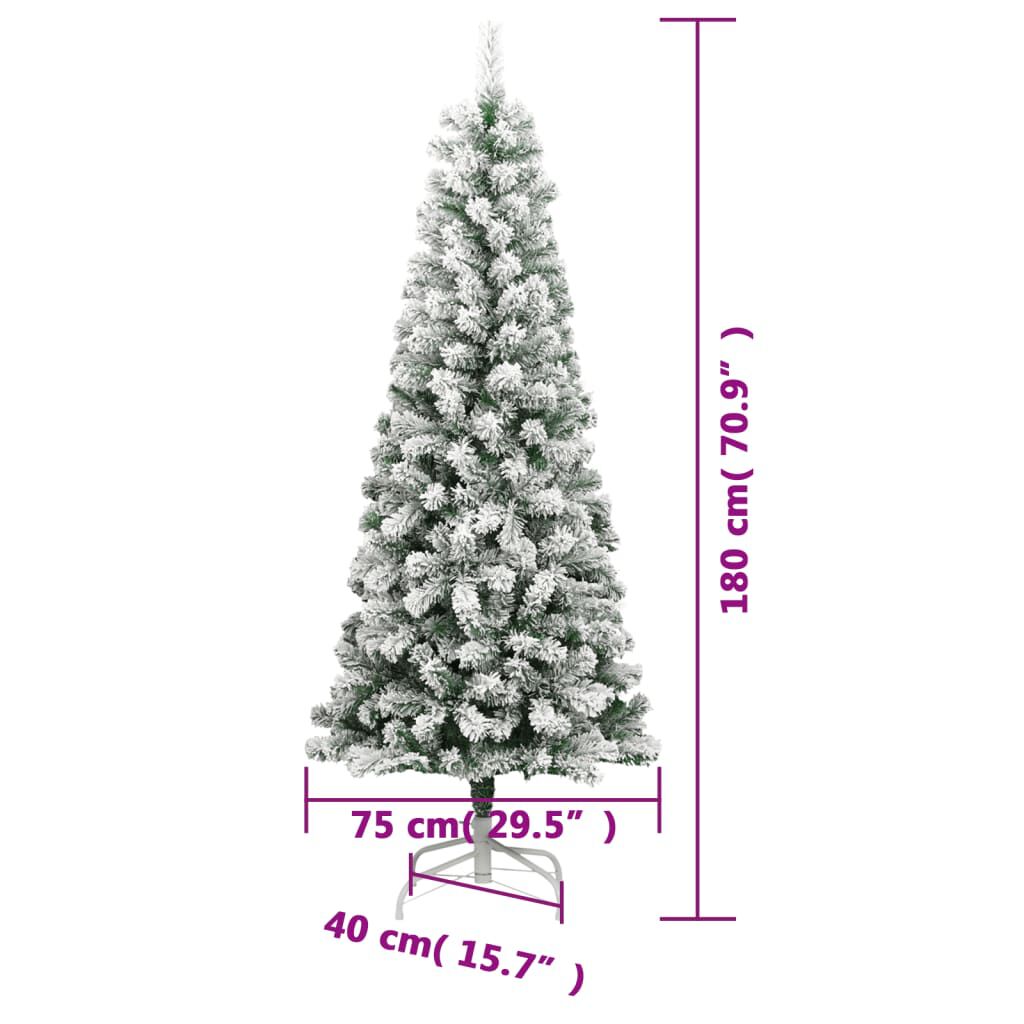 vidaXL Artificial Hinged Christmas Tree 300 LEDs & Flocked Snow 180 cm