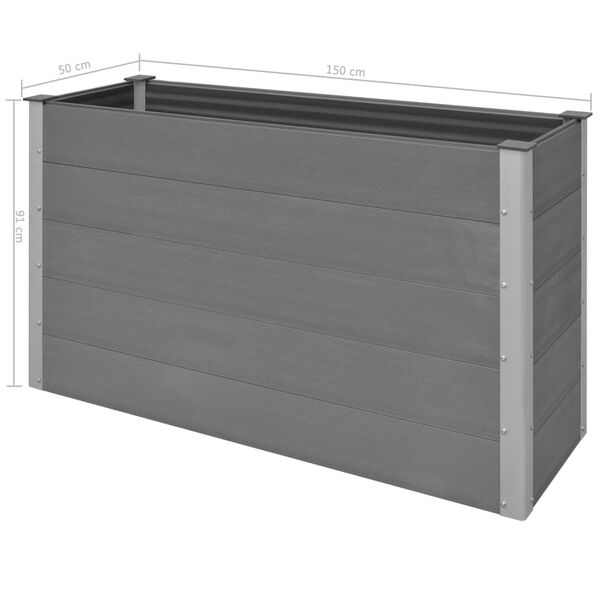 vidaXL Garden Raised Bed WPC 150x50x91 cm Grey