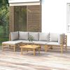 vidaXL 6 Piece Garden Lounge Set with Light Grey Cushions Bamboo