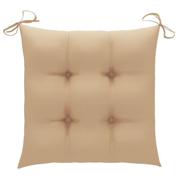 vidaXL Garden Chairs 2 pcs with Beige Cushions Solid Teak Wood