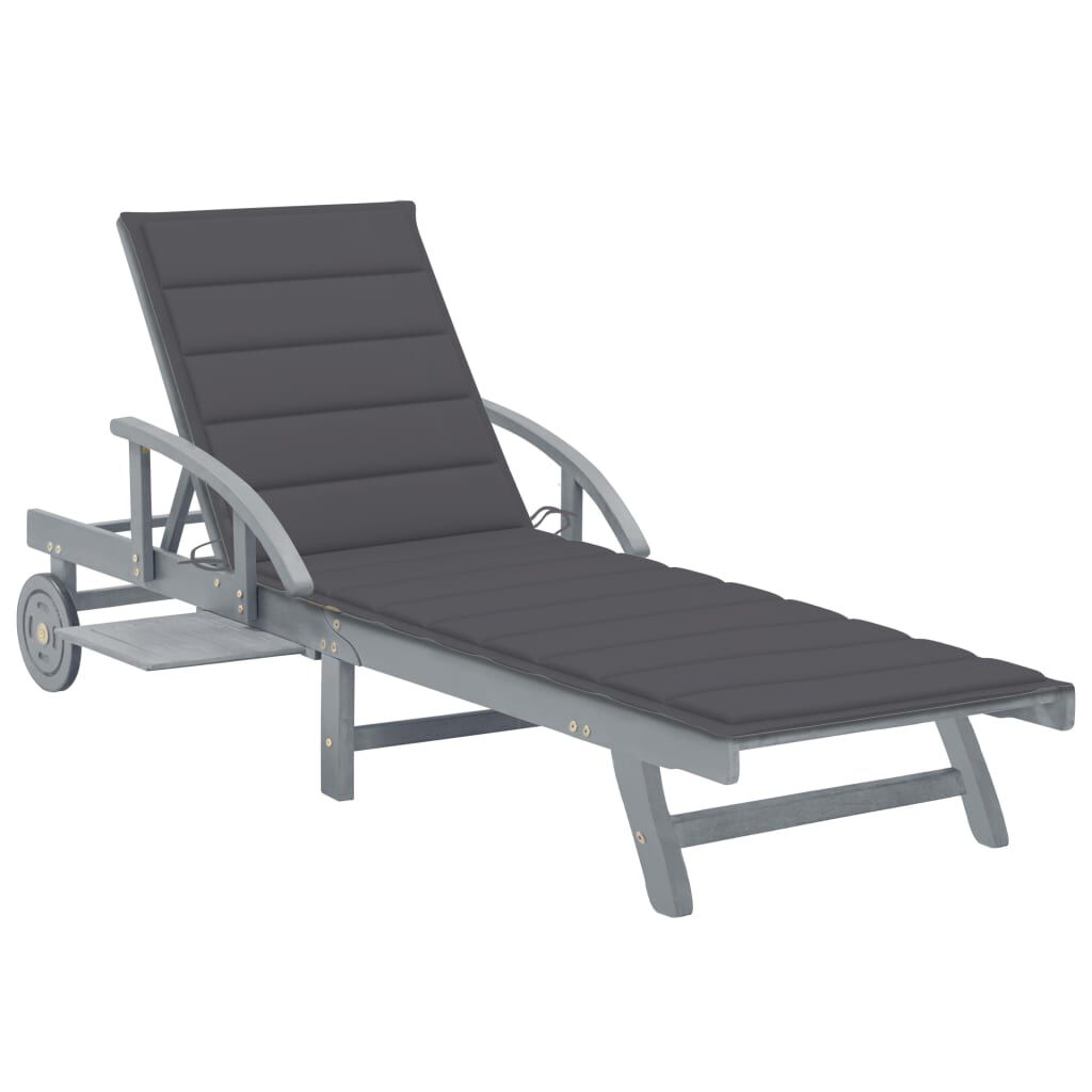 vidaXL Garden Sun Lounger with Cushion Solid Acacia Wood
