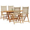 vidaXL Garden Dining Set 5 pcs Beige Solid acacia wood and poly rattan