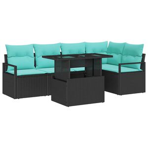 vidaXL Garden Sofa Set with Storage 6 pcs Black Poly rattan