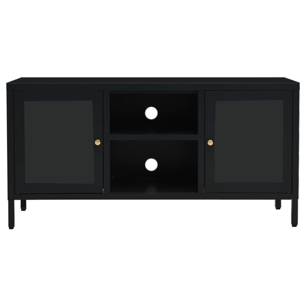 vidaXL TV Cabinet Black 105x35x52 cm Steel and Glass