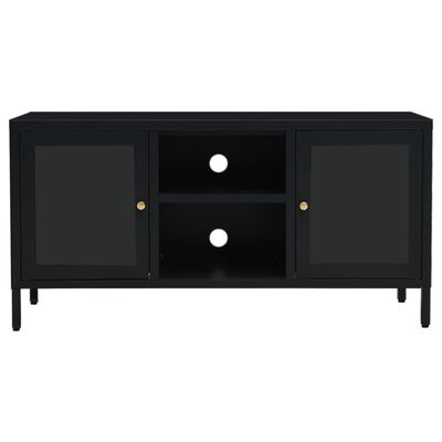 vidaXL TV Cabinet Black 105x35x52 cm Steel and Glass